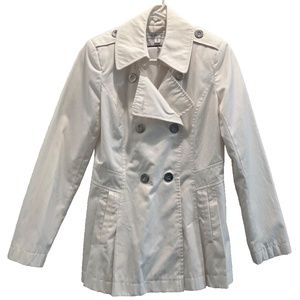 Women's Via Spiga Cream Double Breasted Pleated Trench Coat/Jacket Size S